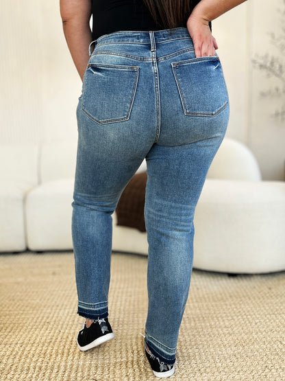 Judy Blue Mid Rise Rigid Magic Release Hem Jeans