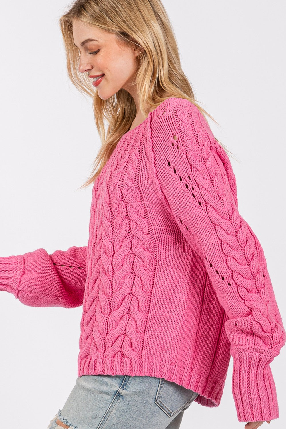 Cable-Knit Long Sleeve Sweater