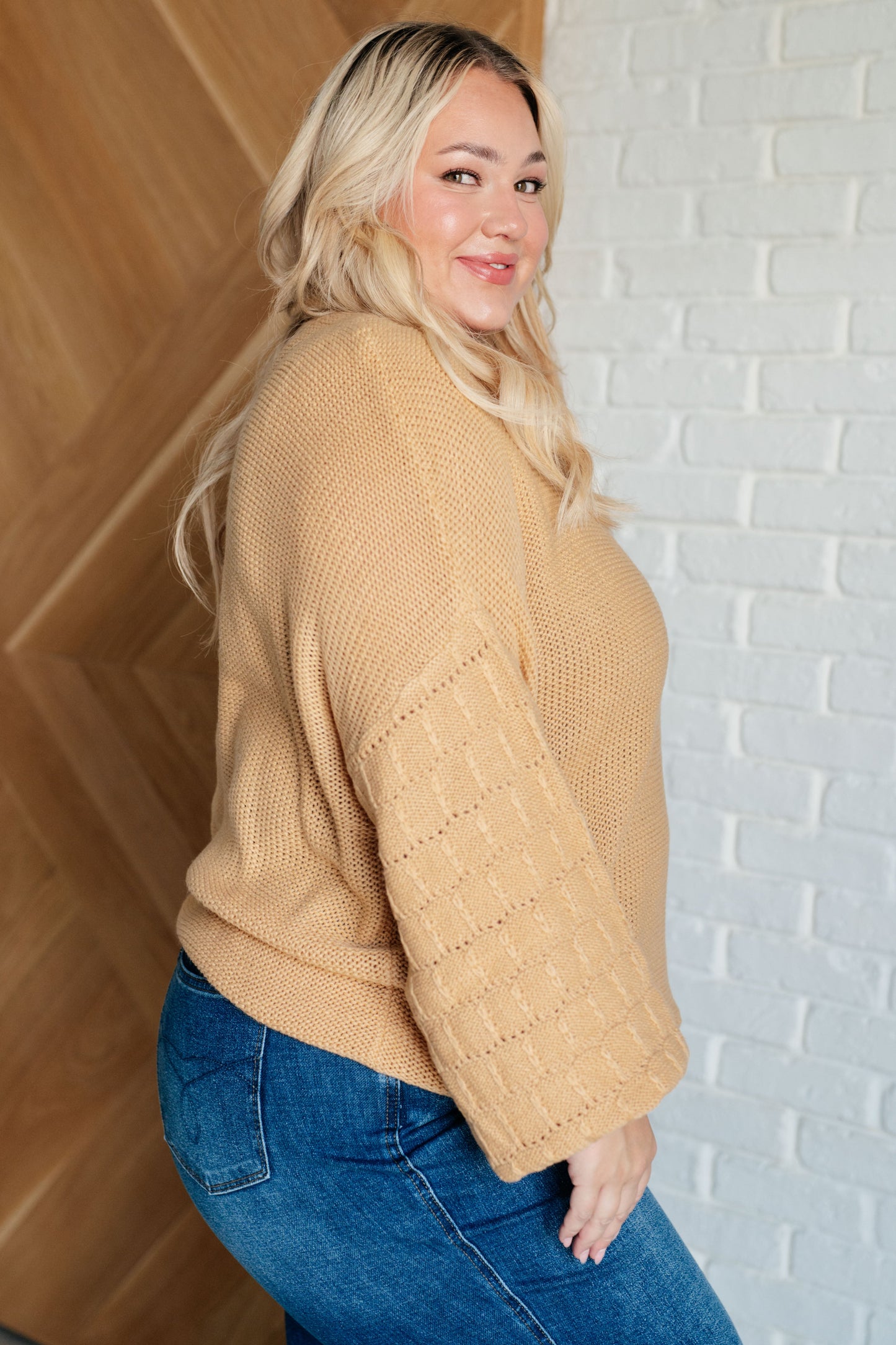 Bubble Sleeve Sweater in Wheat