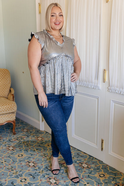 Metallic Peplum Top