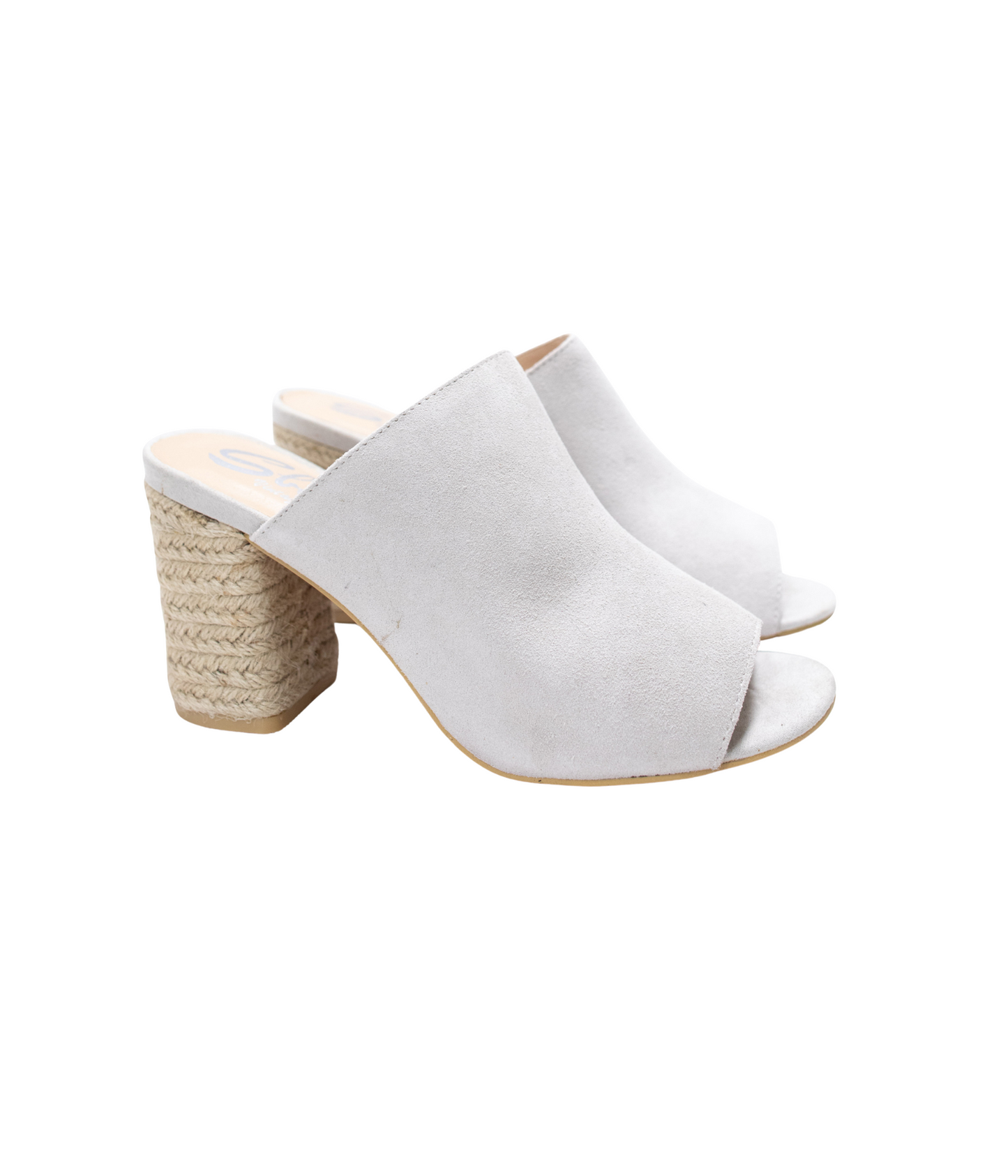 Heeled Sandal in Ice Suede