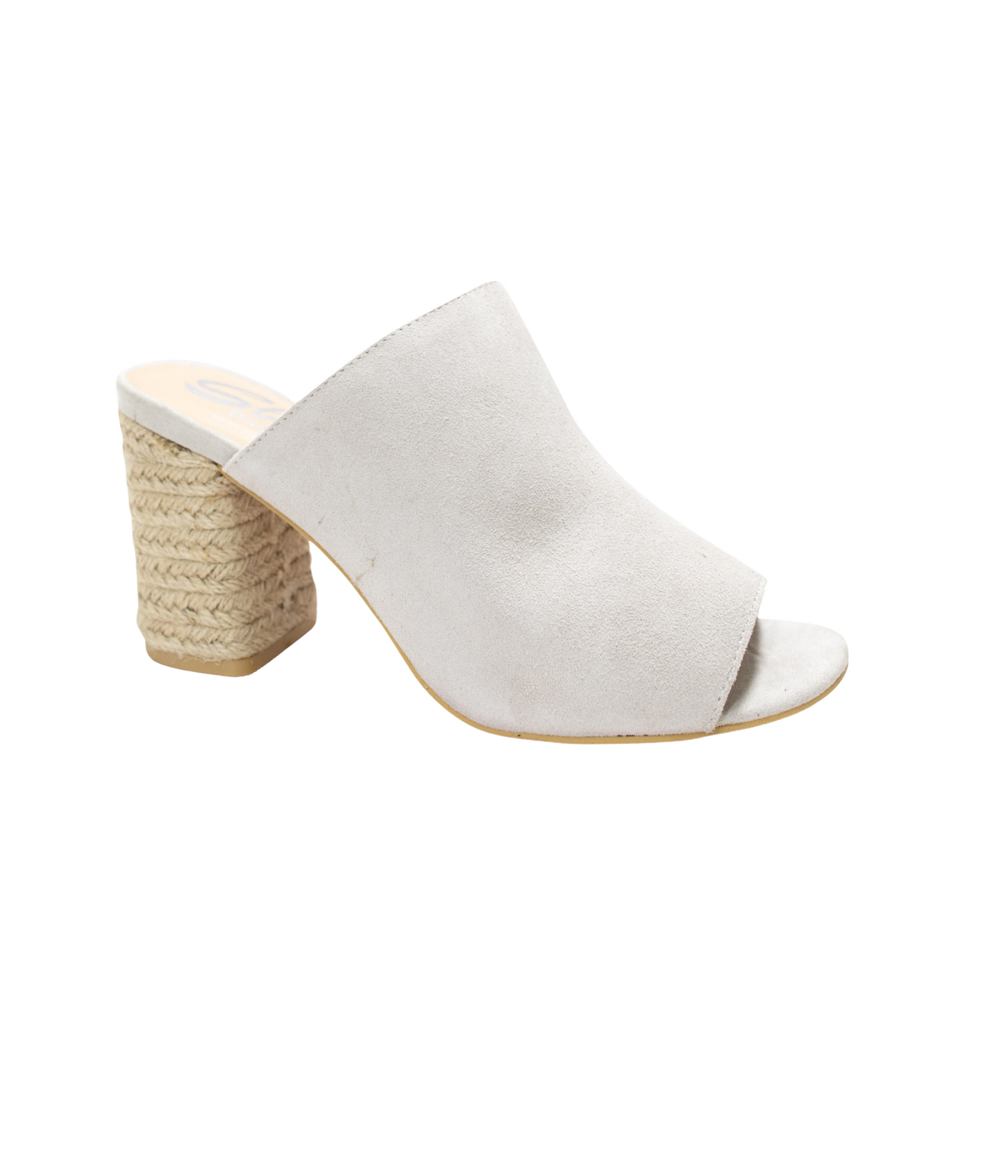 Heeled Sandal in Ice Suede