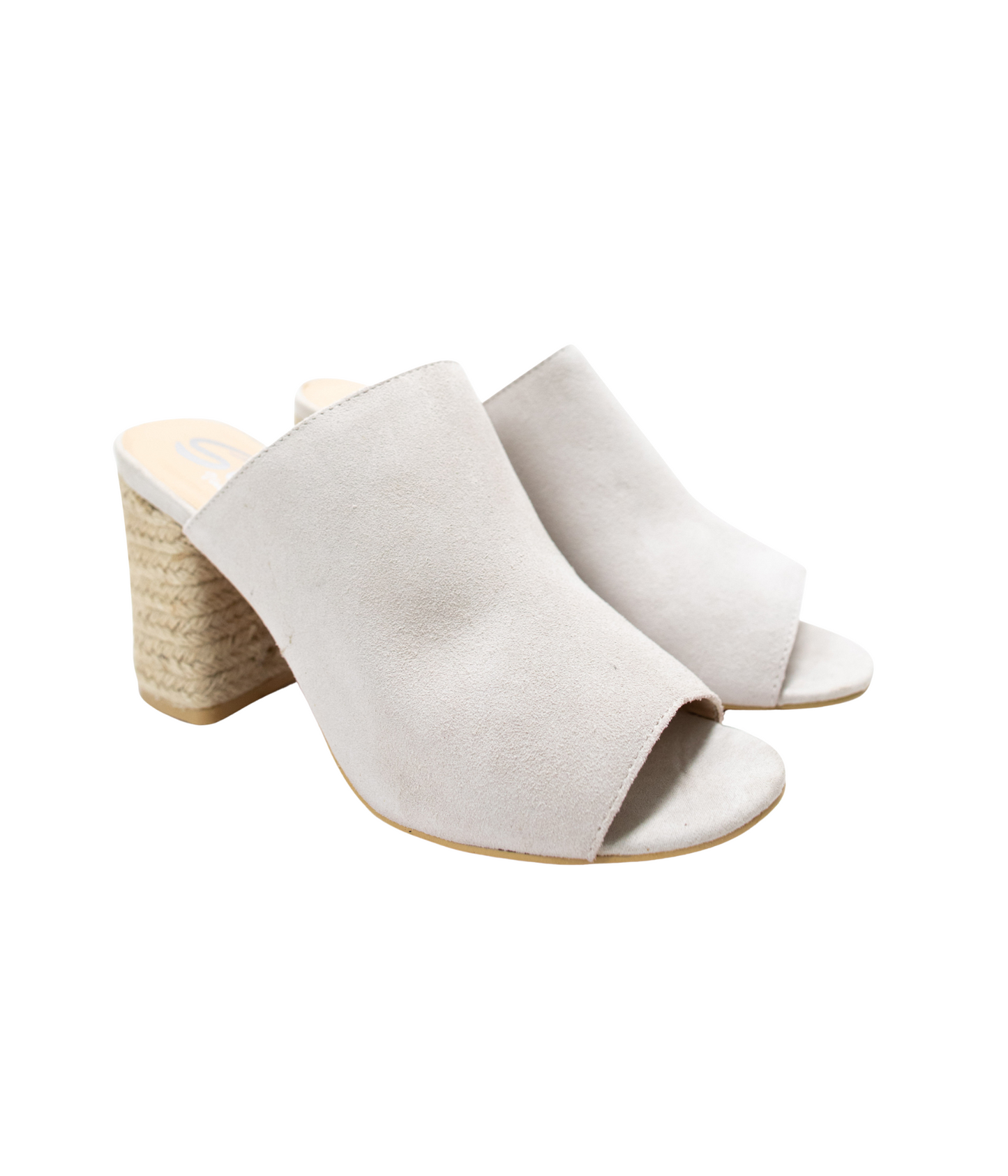 Heeled Sandal in Ice Suede