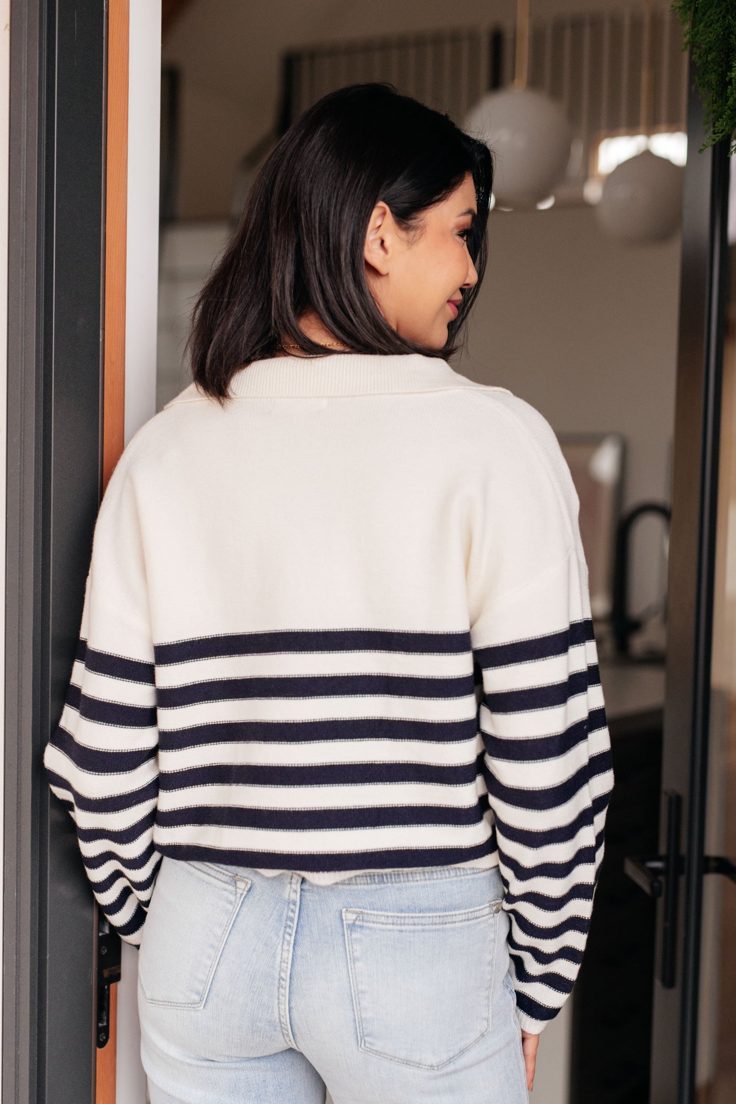 Striped Sweater in White