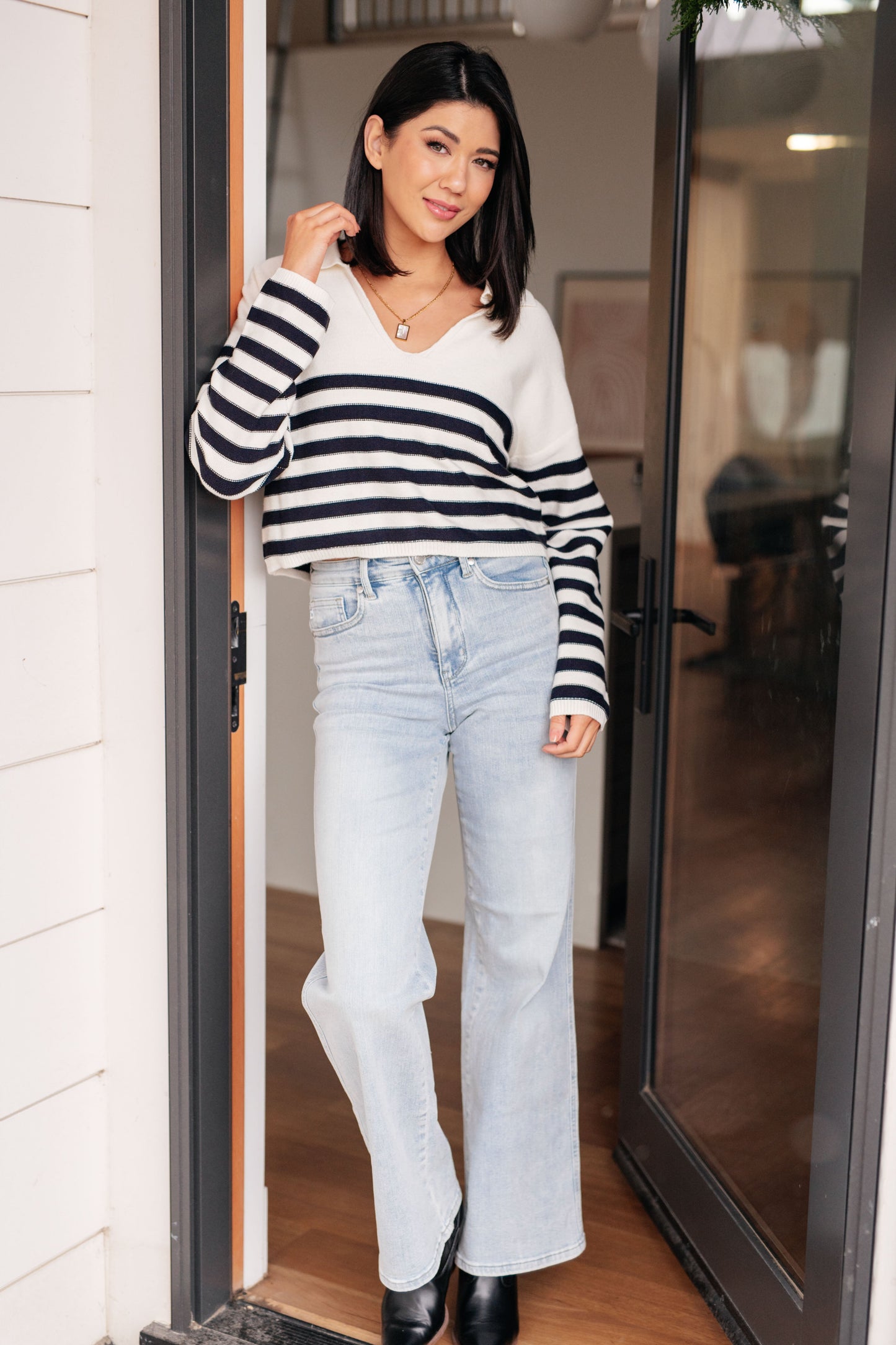 Striped Sweater in White