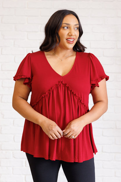 V-Neck Ruffle Detail Top