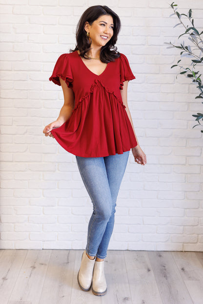 V-Neck Ruffle Detail Top