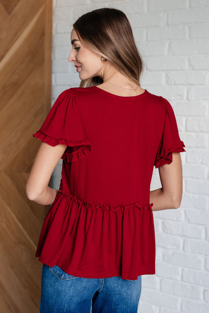 V-Neck Ruffle Detail Top