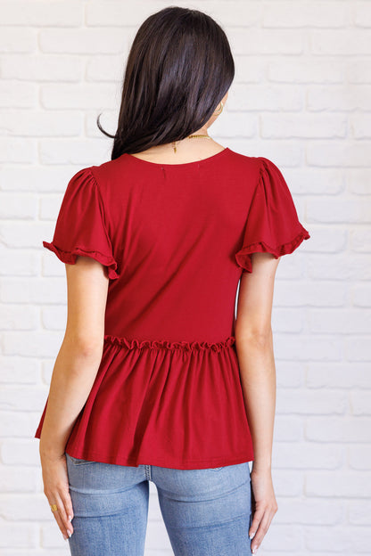 V-Neck Ruffle Detail Top