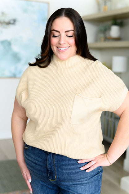 Mock Neck Short Sleeve Sweater in Oatmeal