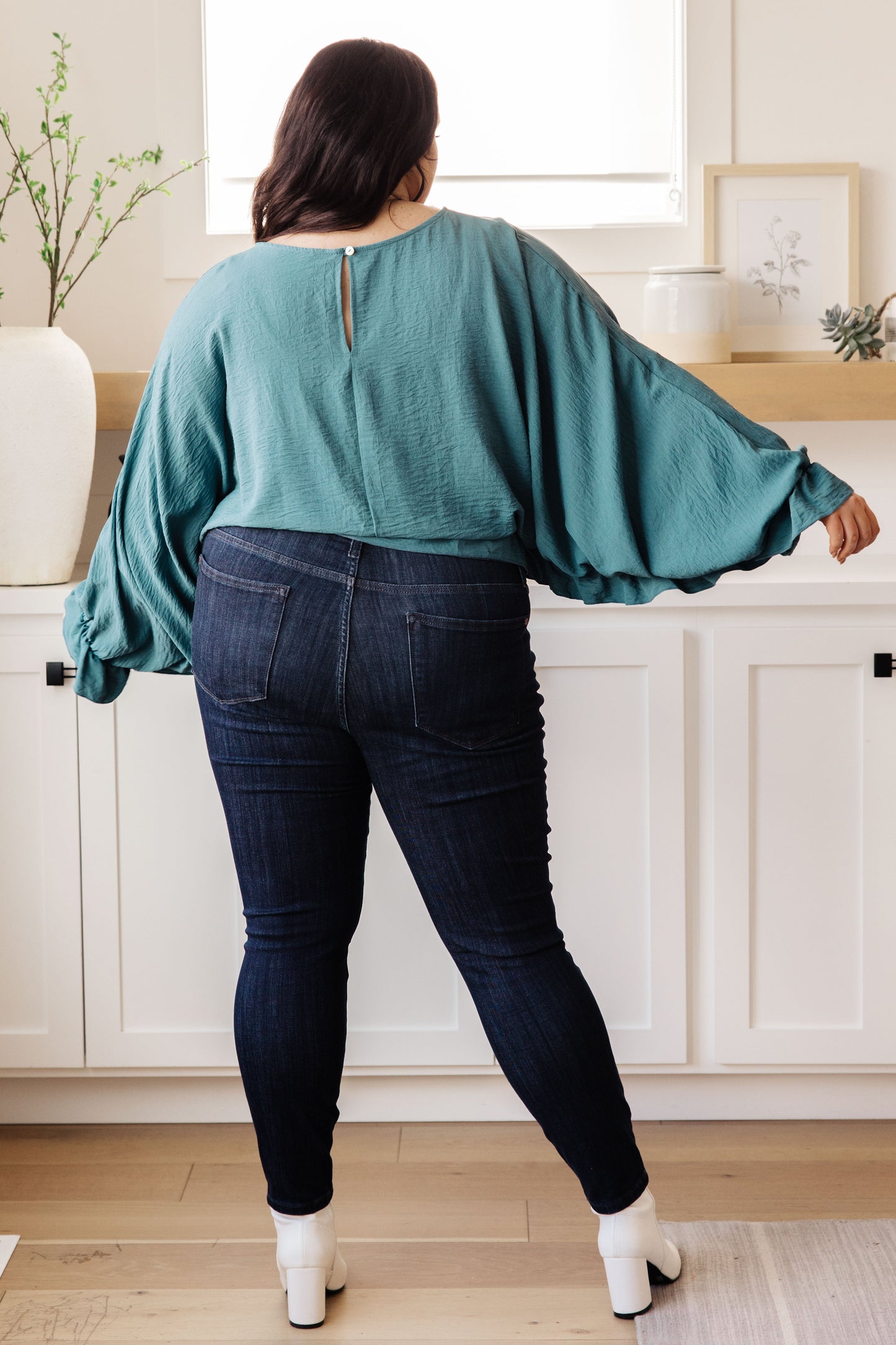 Ruffle Detail Top in Teal