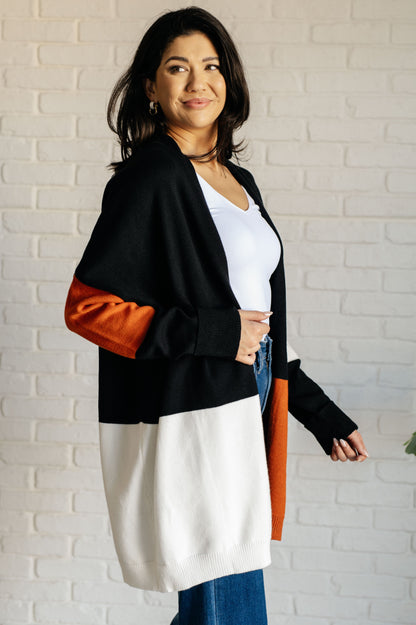 Color Block Open Front Cardigan