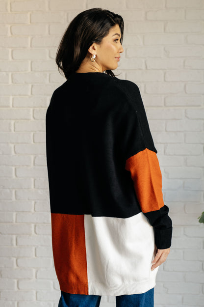 Color Block Open Front Cardigan