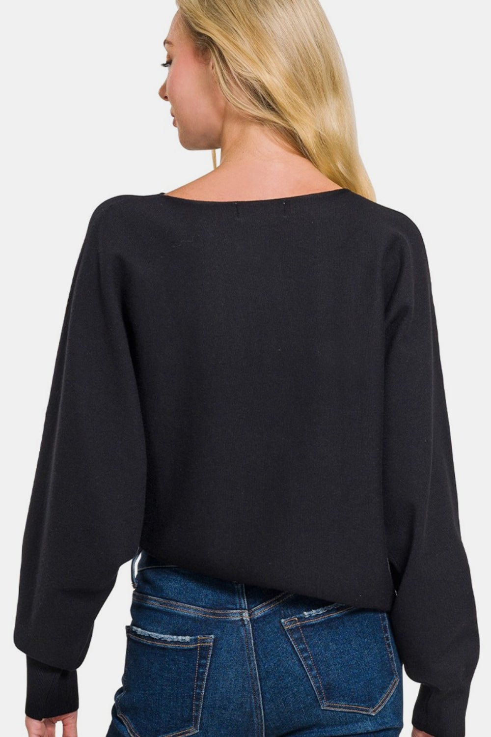 Asymmetric Hem Long Sleeve Sweater - 28th State Boutique