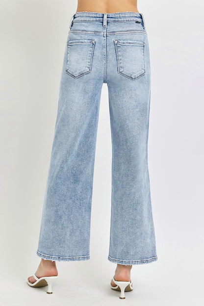 RISEN Tummy Control High Rise Crop Wide Leg Jeans