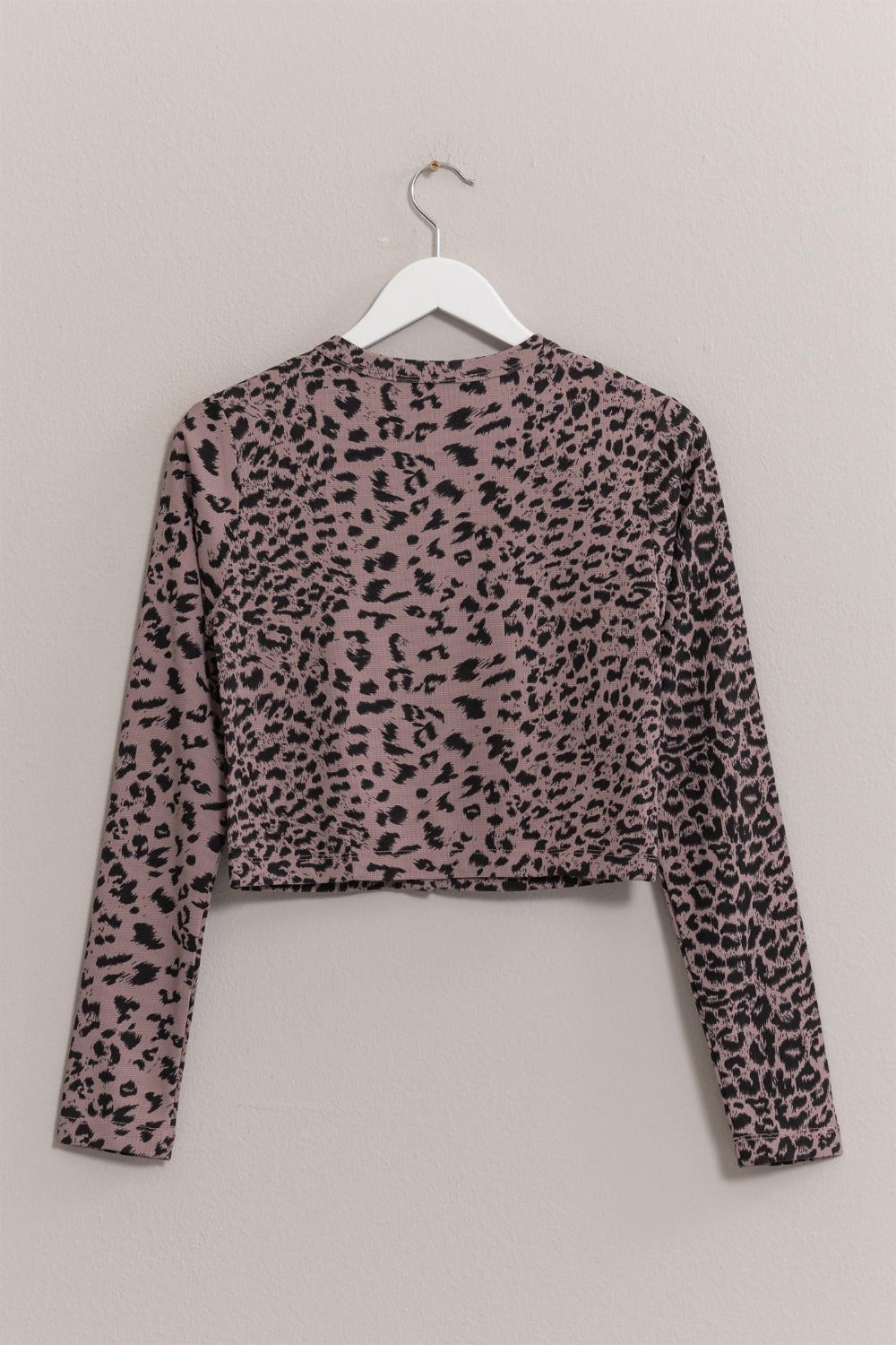 Animal Print Snap Down Crop Cardigan