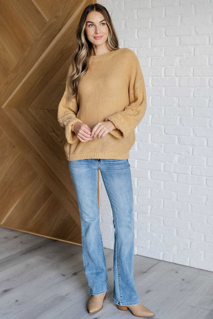 Bubble Sleeve Sweater in Wheat - 28th State Boutique