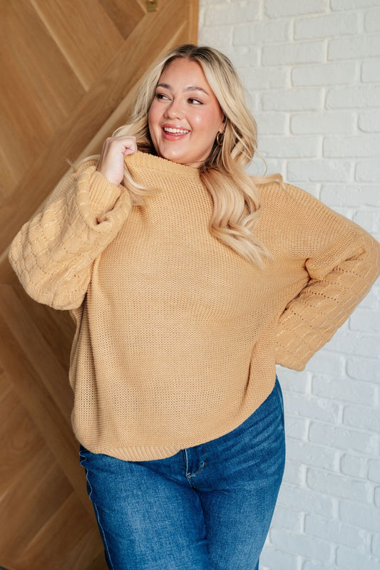 Bubble Sleeve Sweater in Wheat - 28th State Boutique