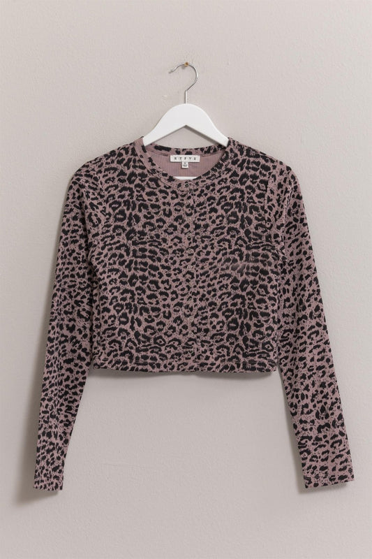 Animal Print Snap Down Crop Cardigan