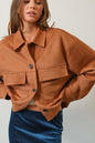 Suede Button Down Cropped Jacket