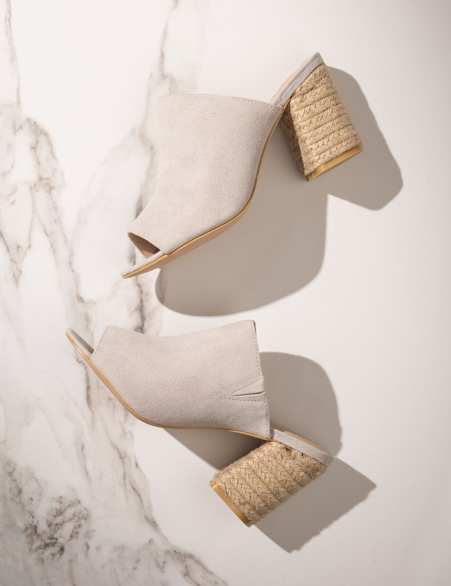 Heeled Sandal in Ice Suede