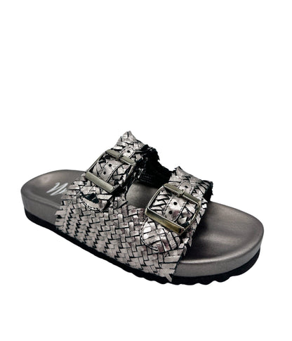 Dual Woven Strap Slide in Pewter