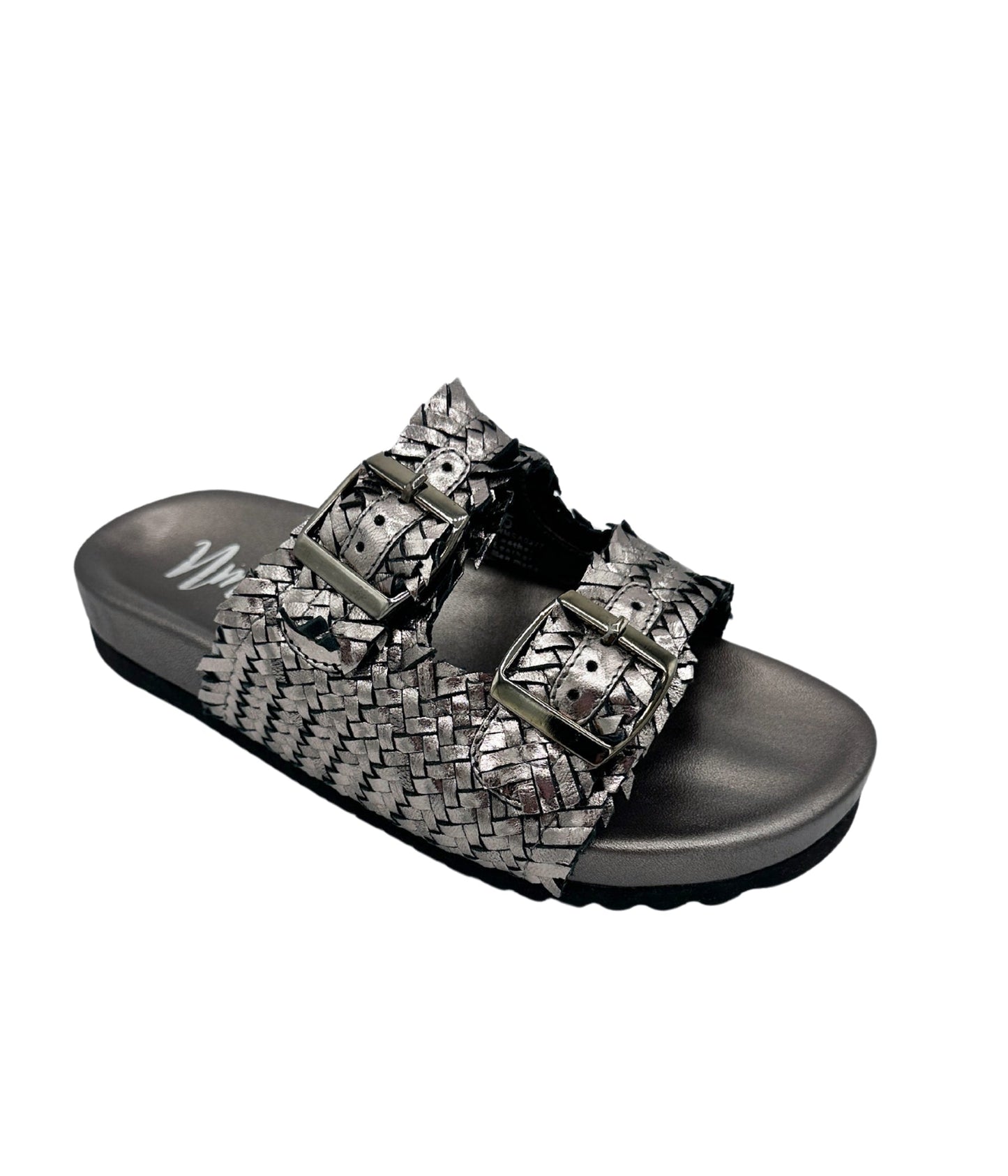 Dual Woven Strap Slide in Pewter