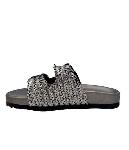 Dual Woven Strap Slide in Pewter