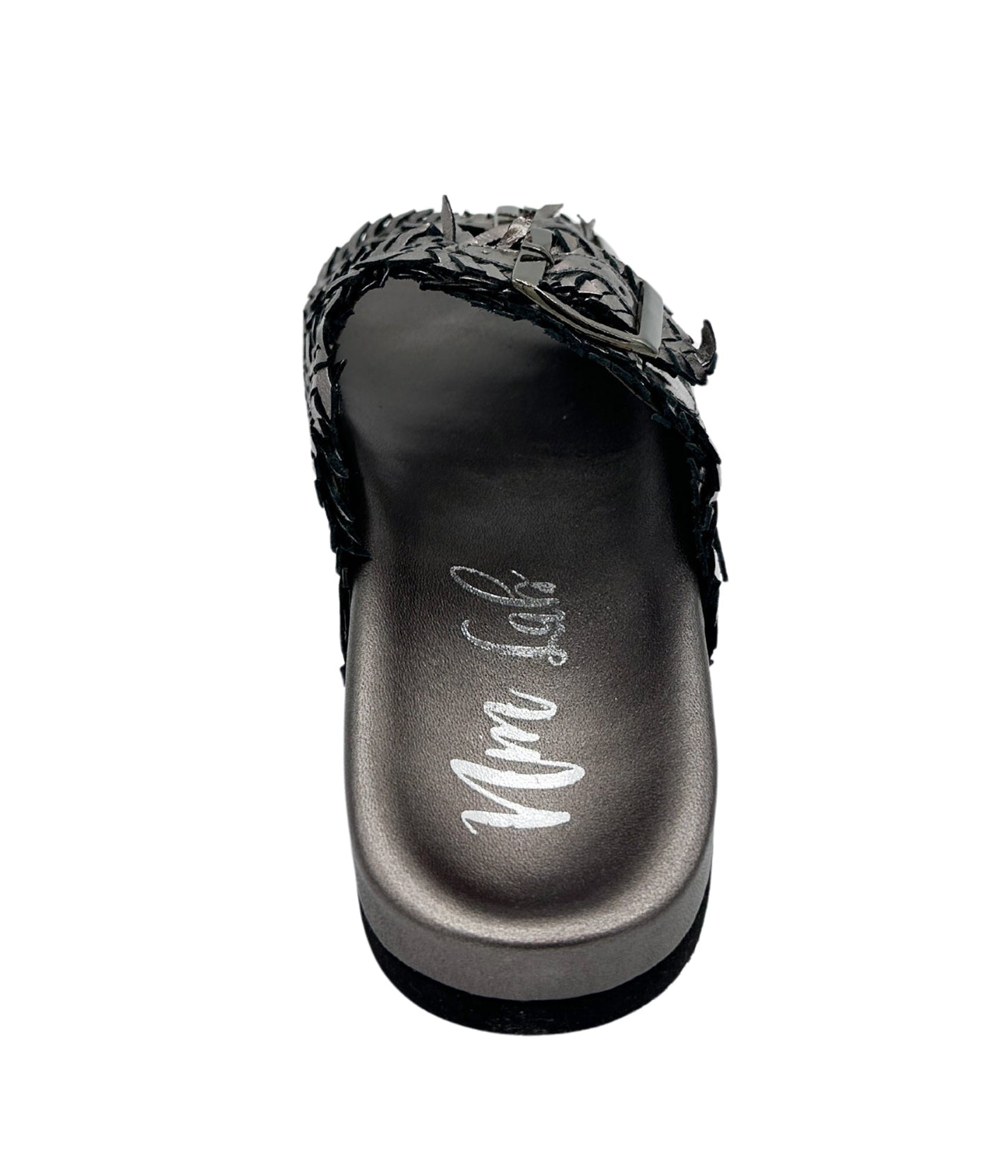 Dual Woven Strap Slide in Pewter